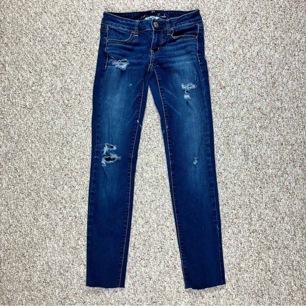 American Eagle Super Stretch Jegging Jeans Skinny Fit Pockets Size 0 Regular